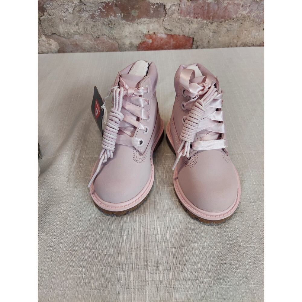 Timberland Toddlers Boots Size 5 Light Pink Waterproof Rainbow Heart Ribbon - Picture 4 of 7